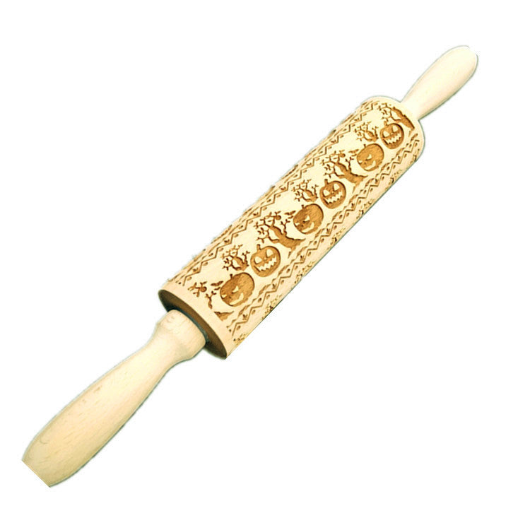 Wooden Rolling Pin Beechwood Laser Engraved Printed Rolling Pin Embossing Rolling Pin Christmas Flip Sugar Cookie Rolling Pin