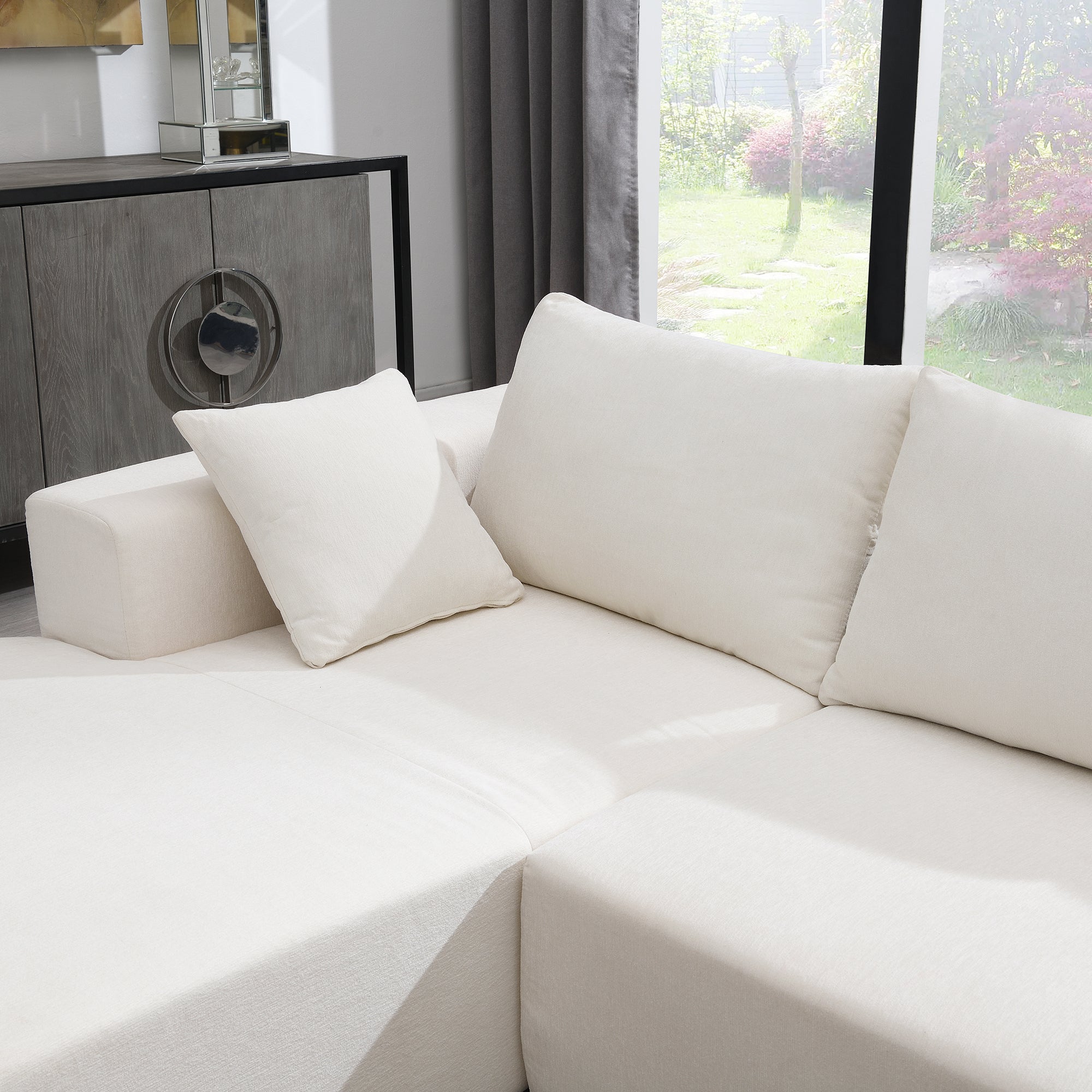 109*68" Modular Sectional Living Room Sofa Set Modern Minimalist Style Couch White