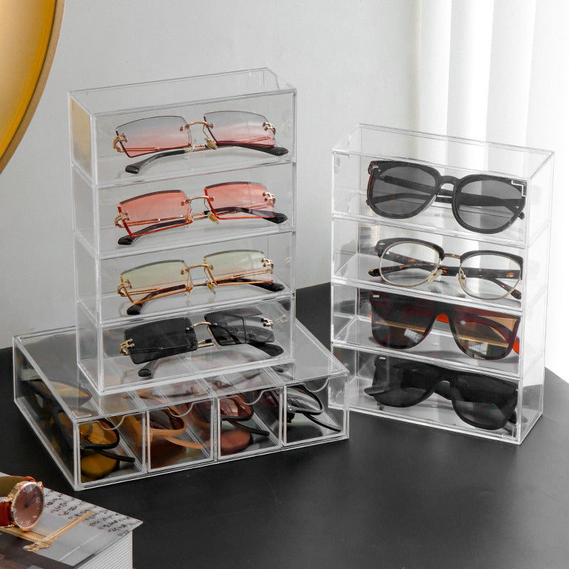 Acrylic Simple Clear Glasses Organizer Display Stand Sunglasses Collection Box