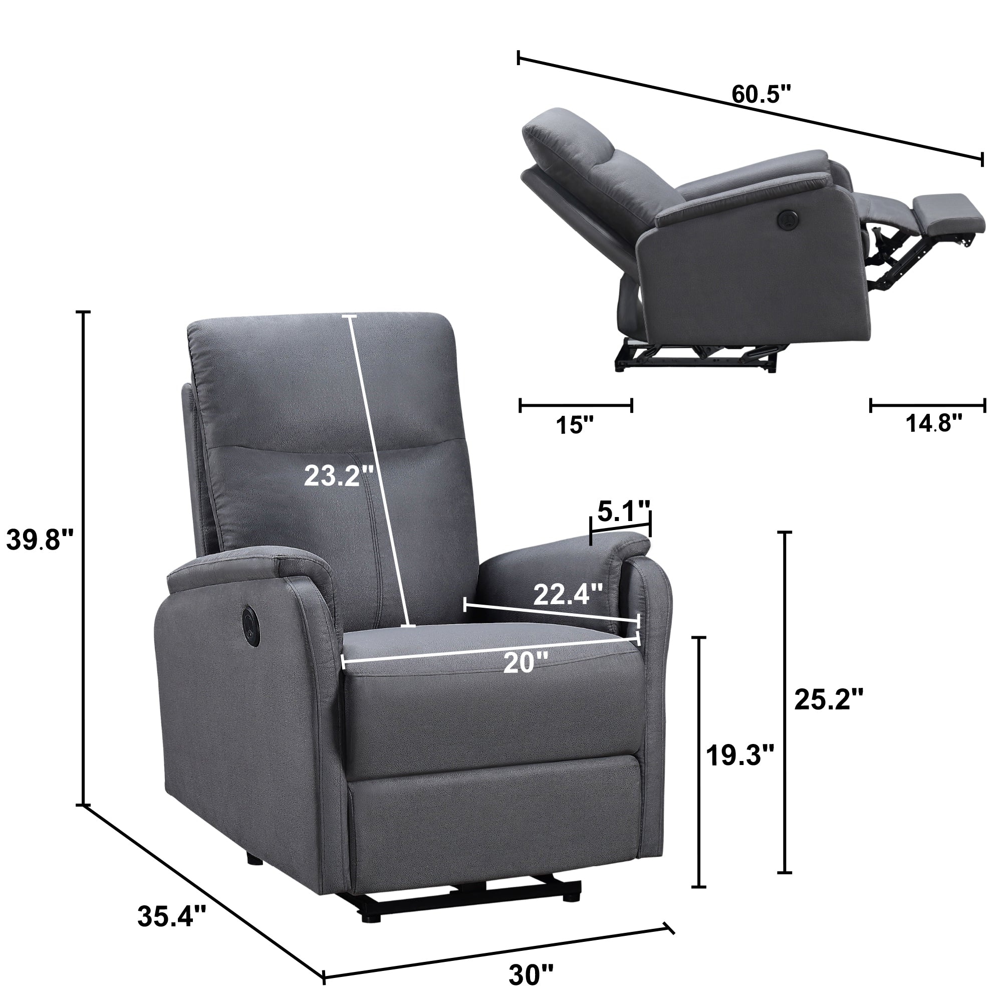 Hot selling For 10 Years  Power Recliner Chair With USB Charge port  Recliner Single Chair For Living Room Bed Room