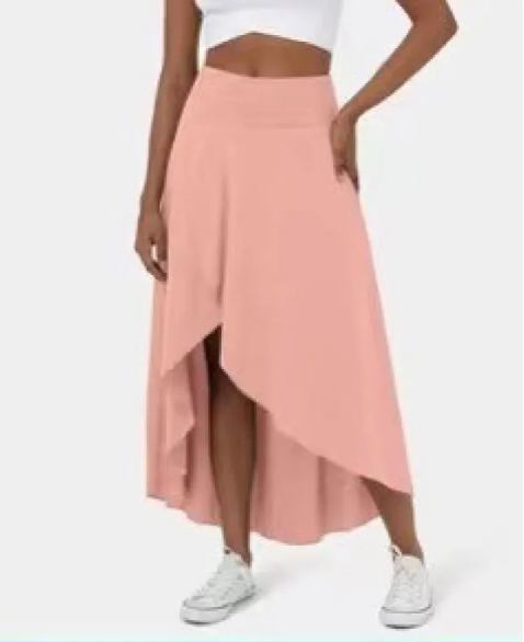 High-low jersey midi skirt