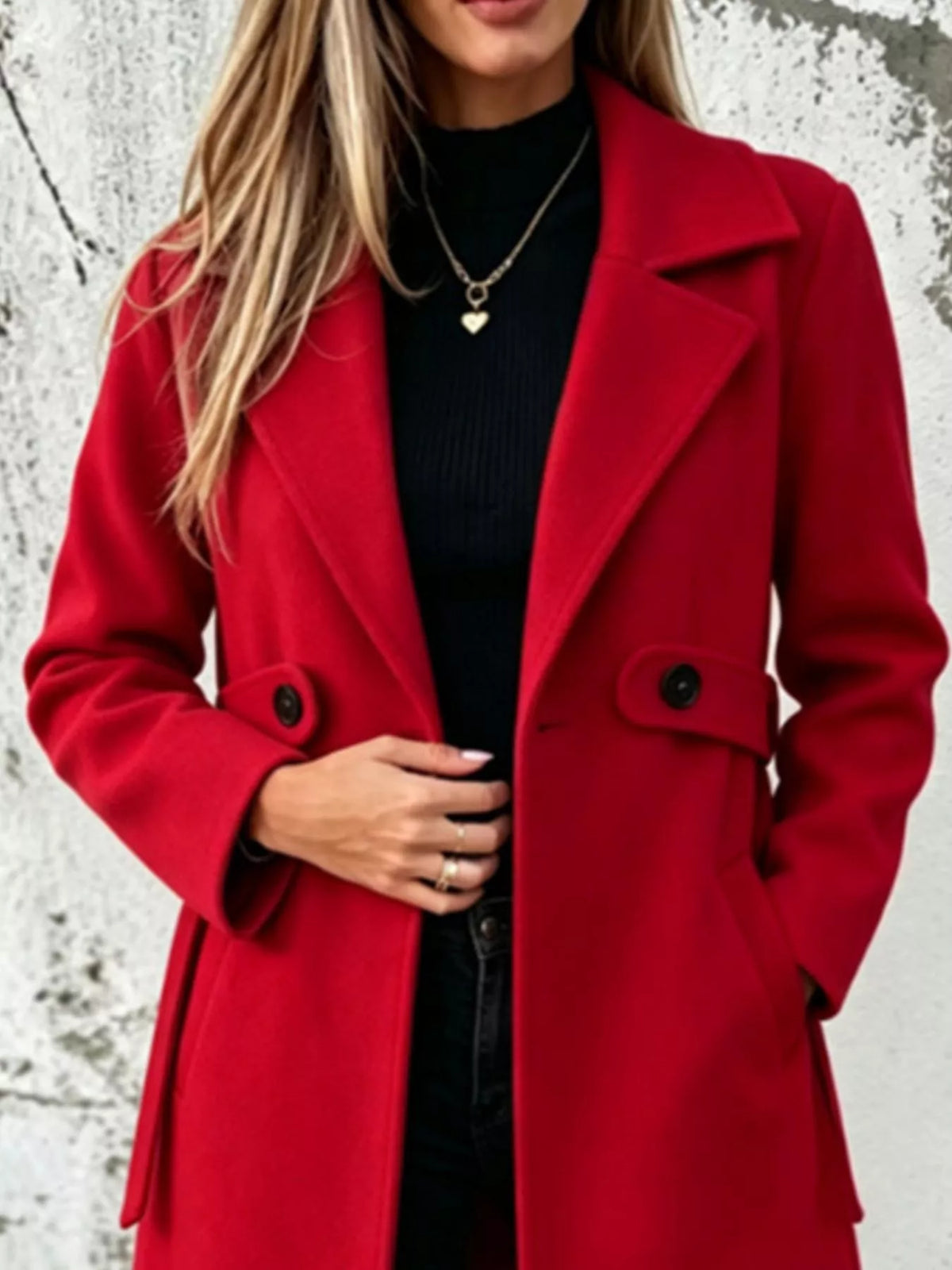 Lapel collar longline overcoat