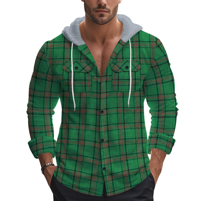 American Retro Autumn And Winter Men's Plaid Shirt