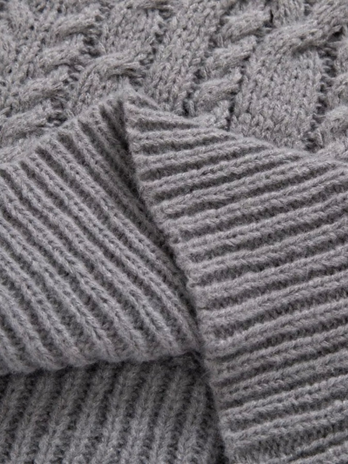 Shawl collar cable knit sweater