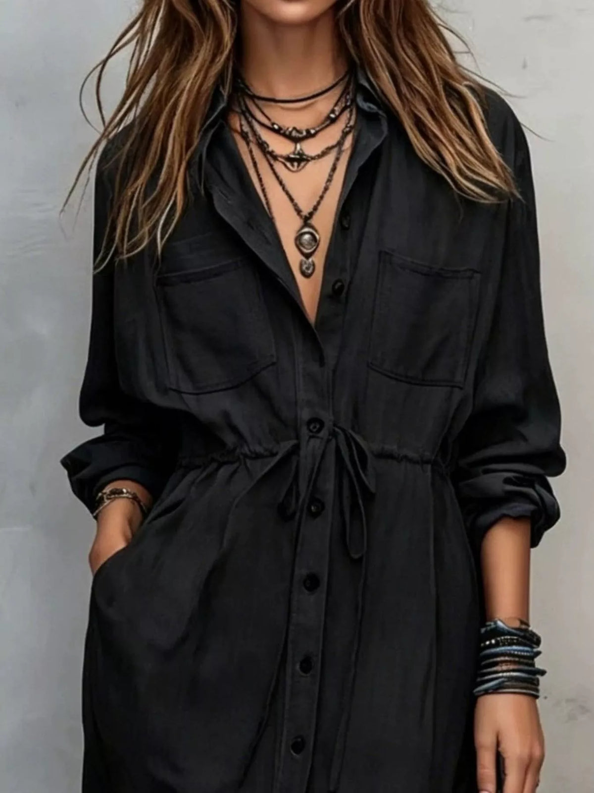 Long-sleeve shirt dress