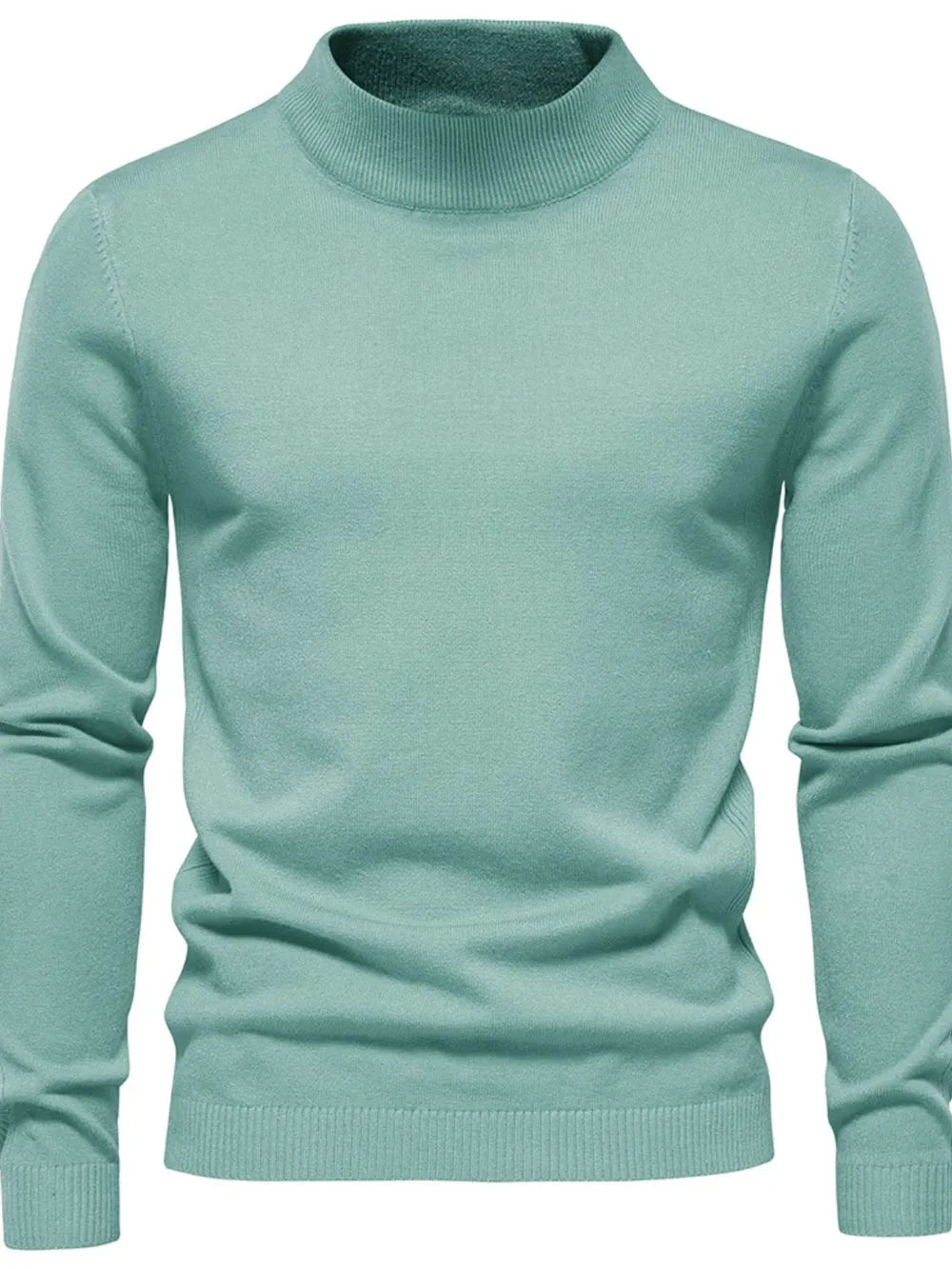 Mock neck long sleeve sweater, Gum Leaf