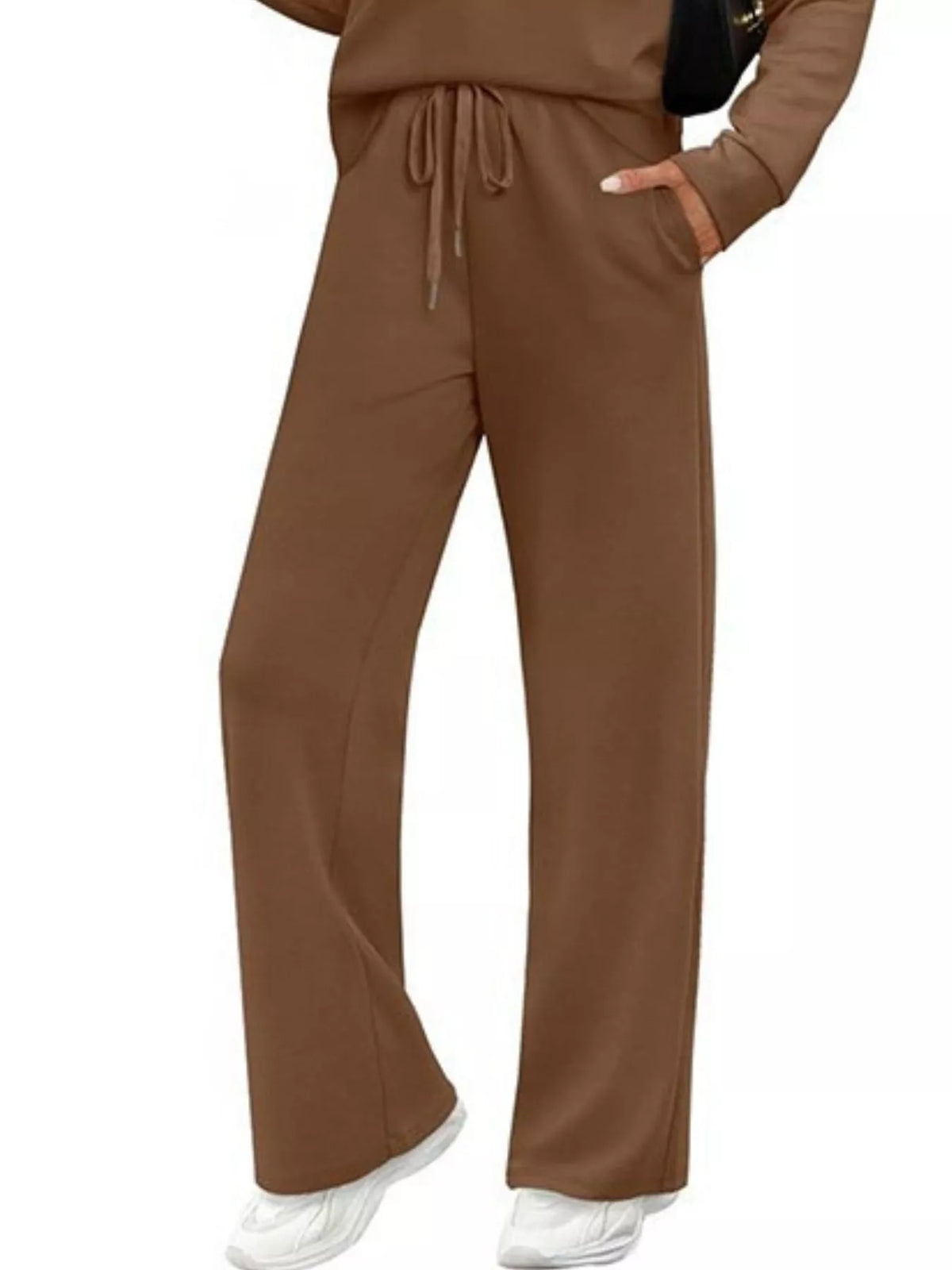 Long sleeve round neck top and pants set