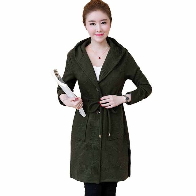 Hooded belted trench coat
