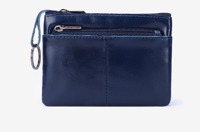 Leather zip coin pouch