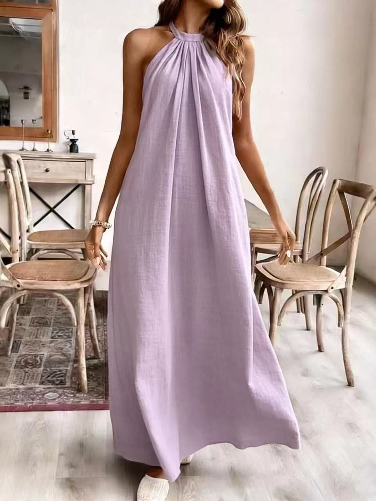 Halter neck maxi dress, Light Purple