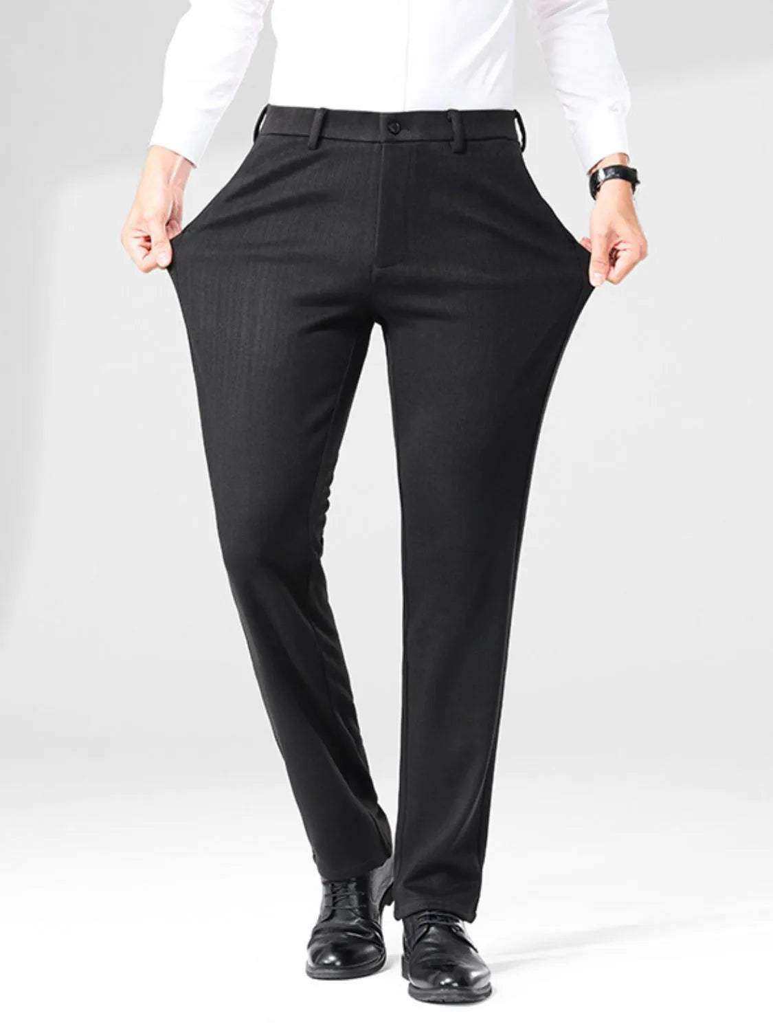 Basic style slim fit pants, Black