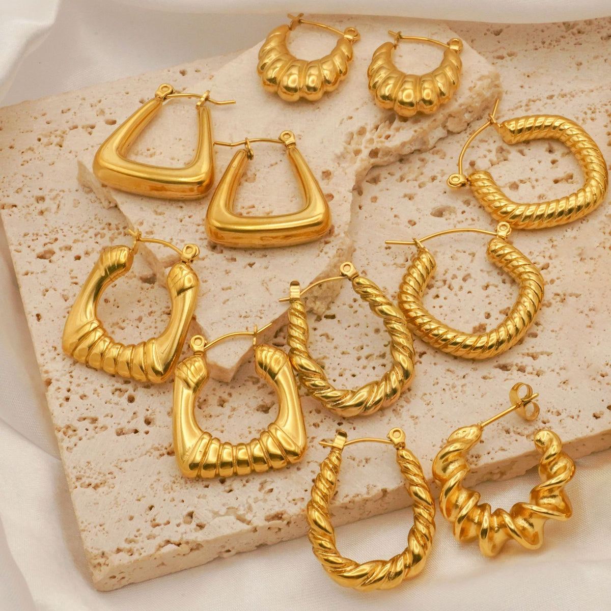 Geometric gold earrings
