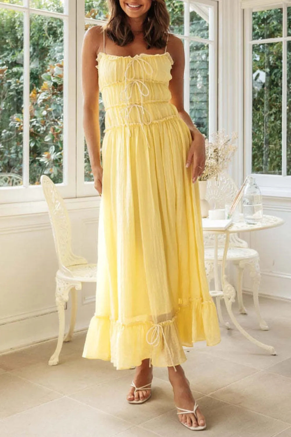 Tie-front midi cami dress