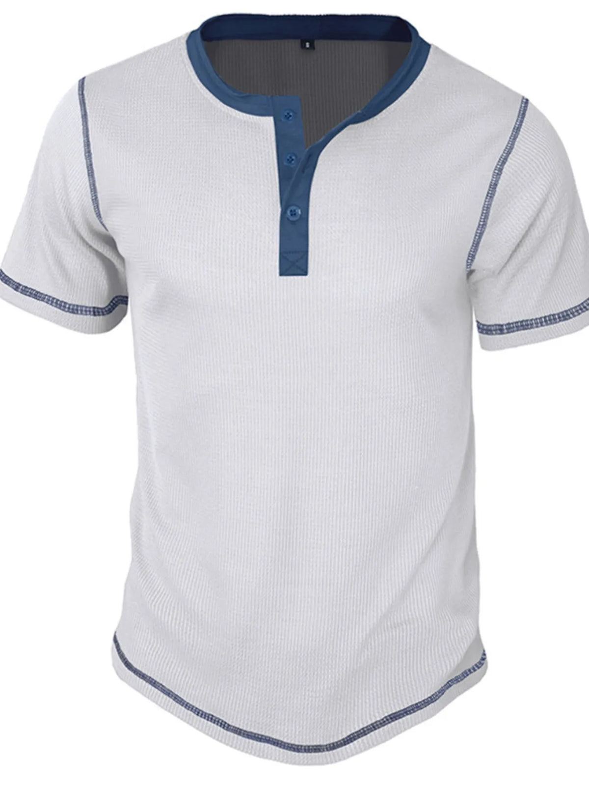 Contrast stitch henley polo shirt, White