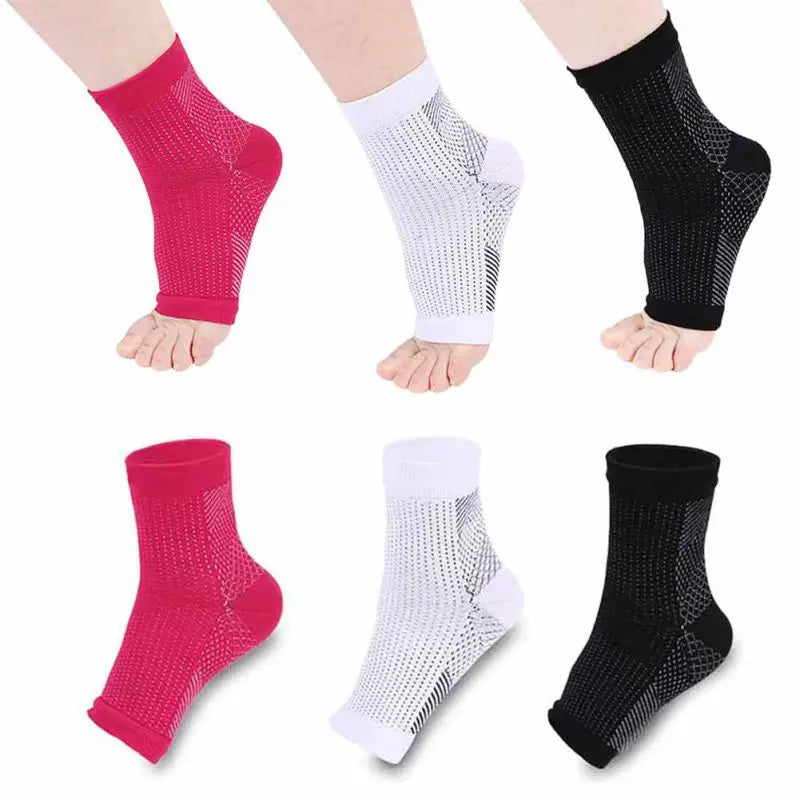 1pair Foot Compression Sleeve Anti Plantar Support Ankle Angel Socks Sport Protector Basketball Soccer Ankle Support Relief Sock