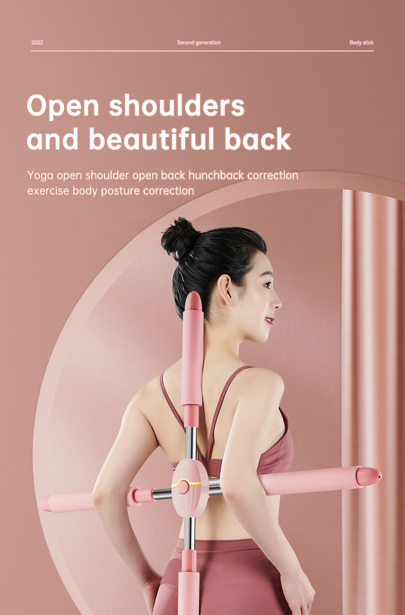 Adjustable open back shoulder stick correct hunchback correction cross yoga stick for corrective posture