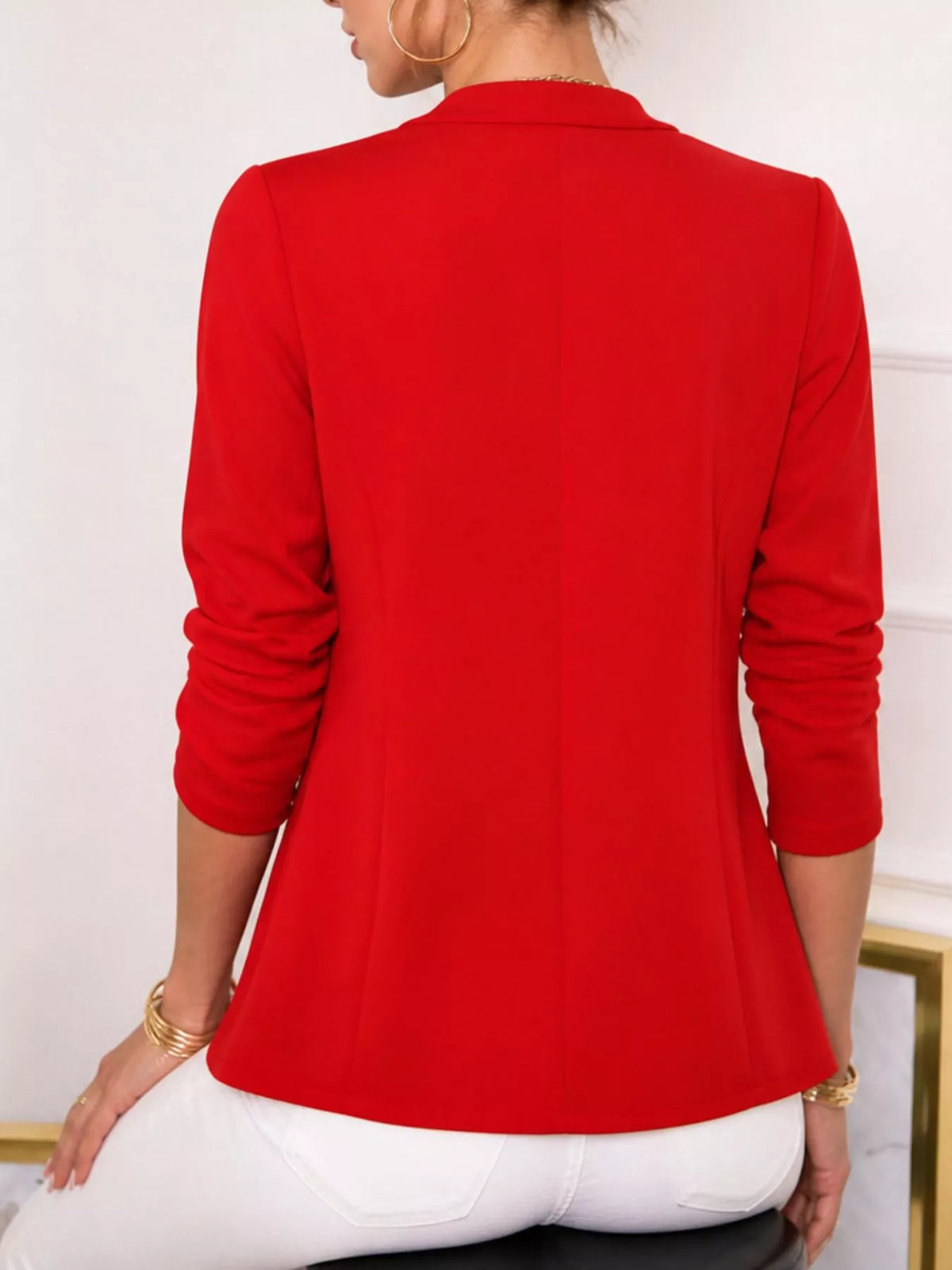 Open-front long sleeve blazer