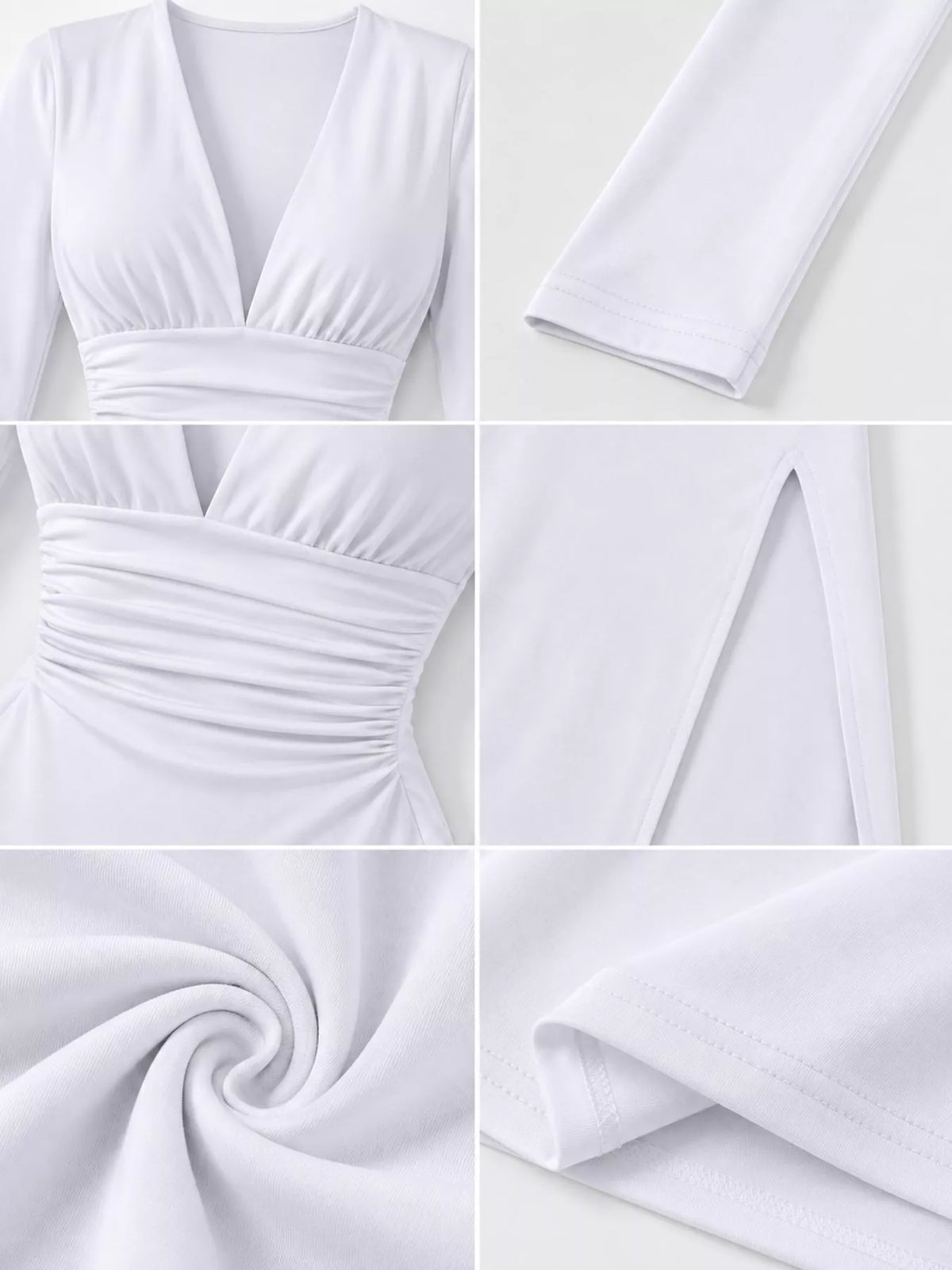 Ruched V-neck slit dress