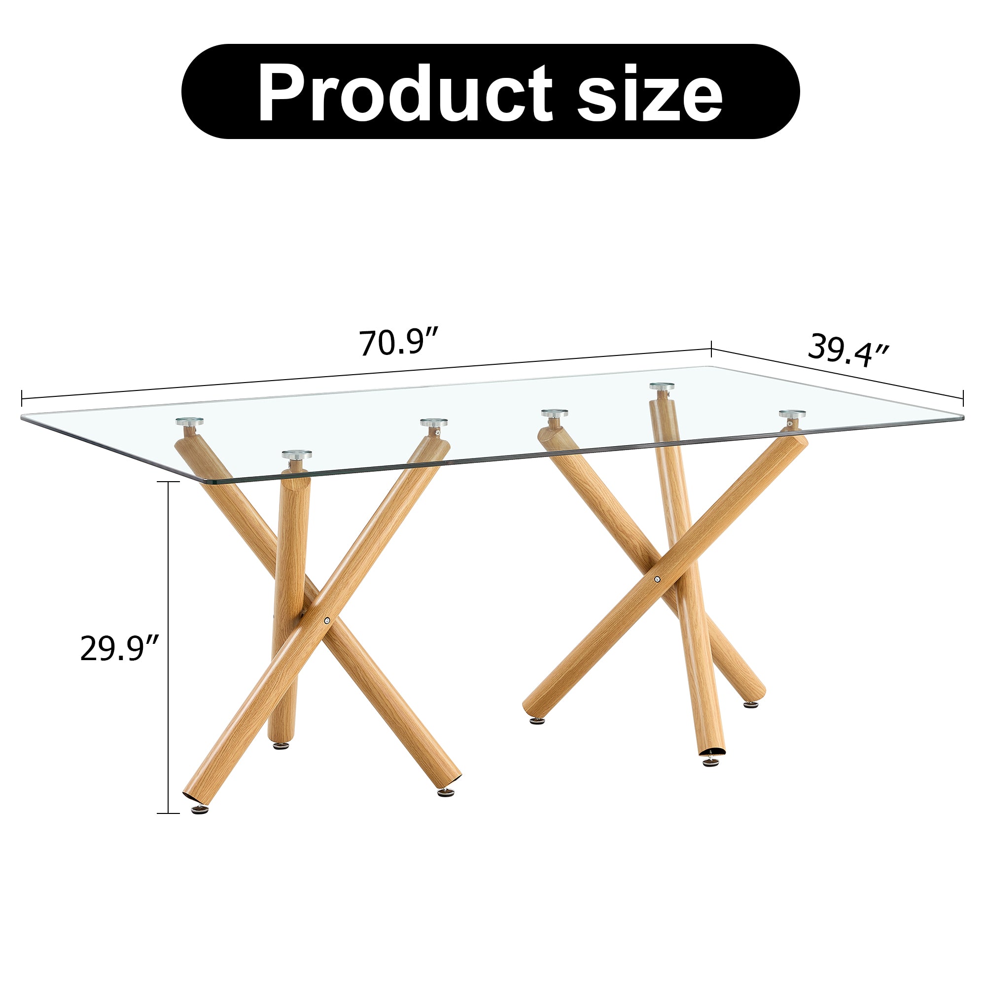 Large Modern Minimalist Rectangular Glass Dining Table for 6-8