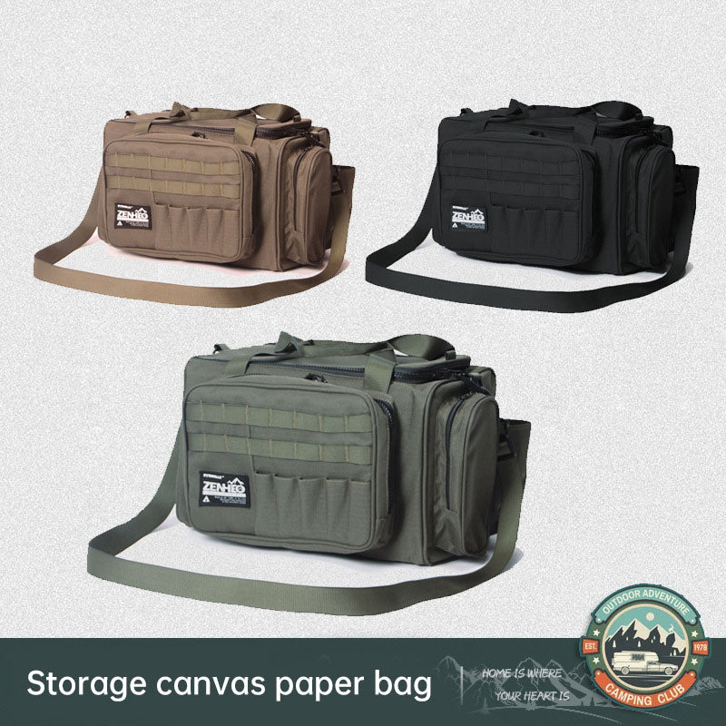 Outdoor camping picnic bag outdoor tableware storage tactical compartment sundries portable shoulder bag