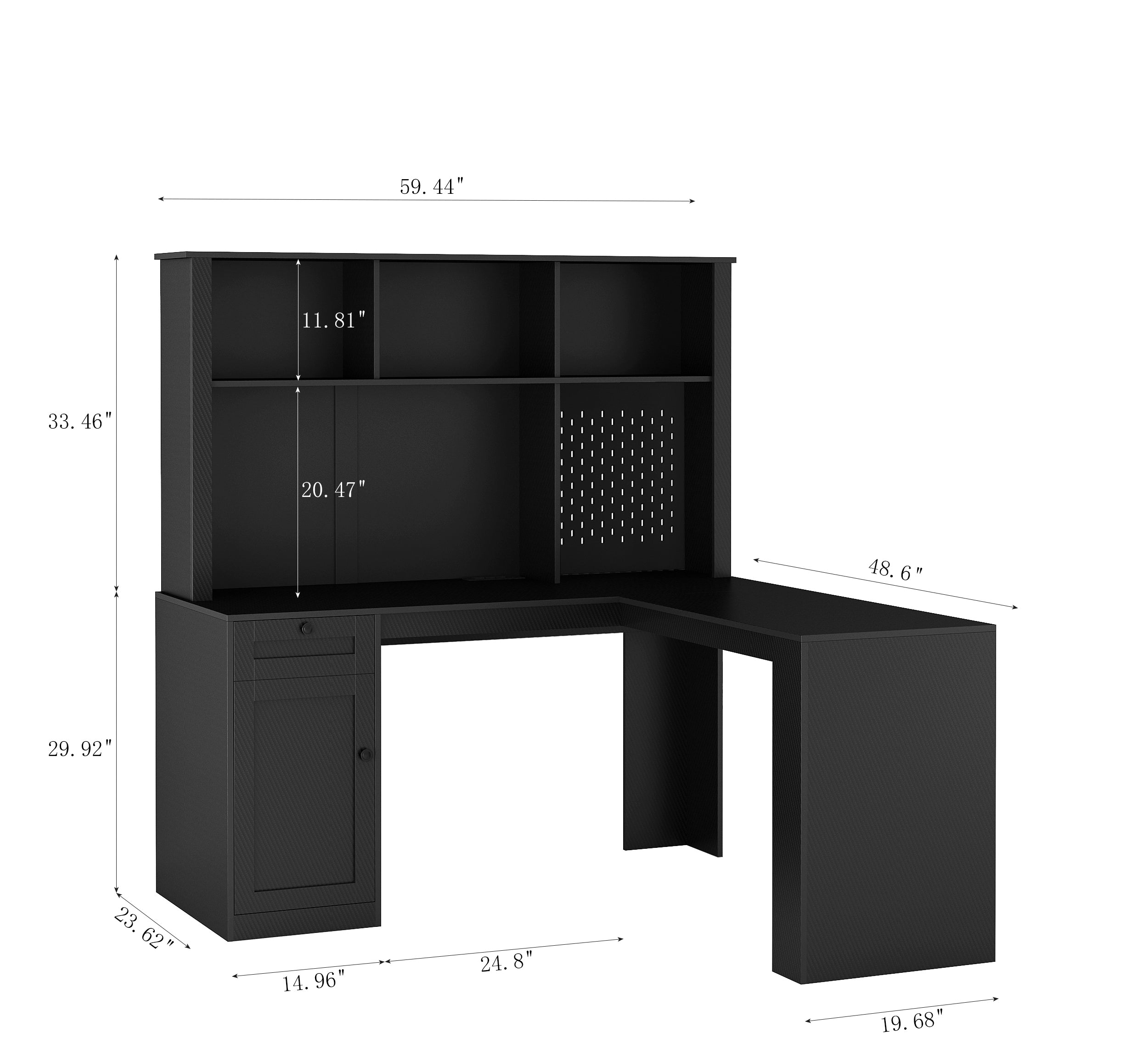 Writing desk with drawer bookshelf and charger, modern L-shaped desk with storage space, corner gaming computer desk