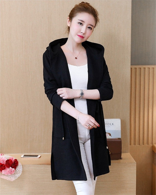 Hooded belted trench coat