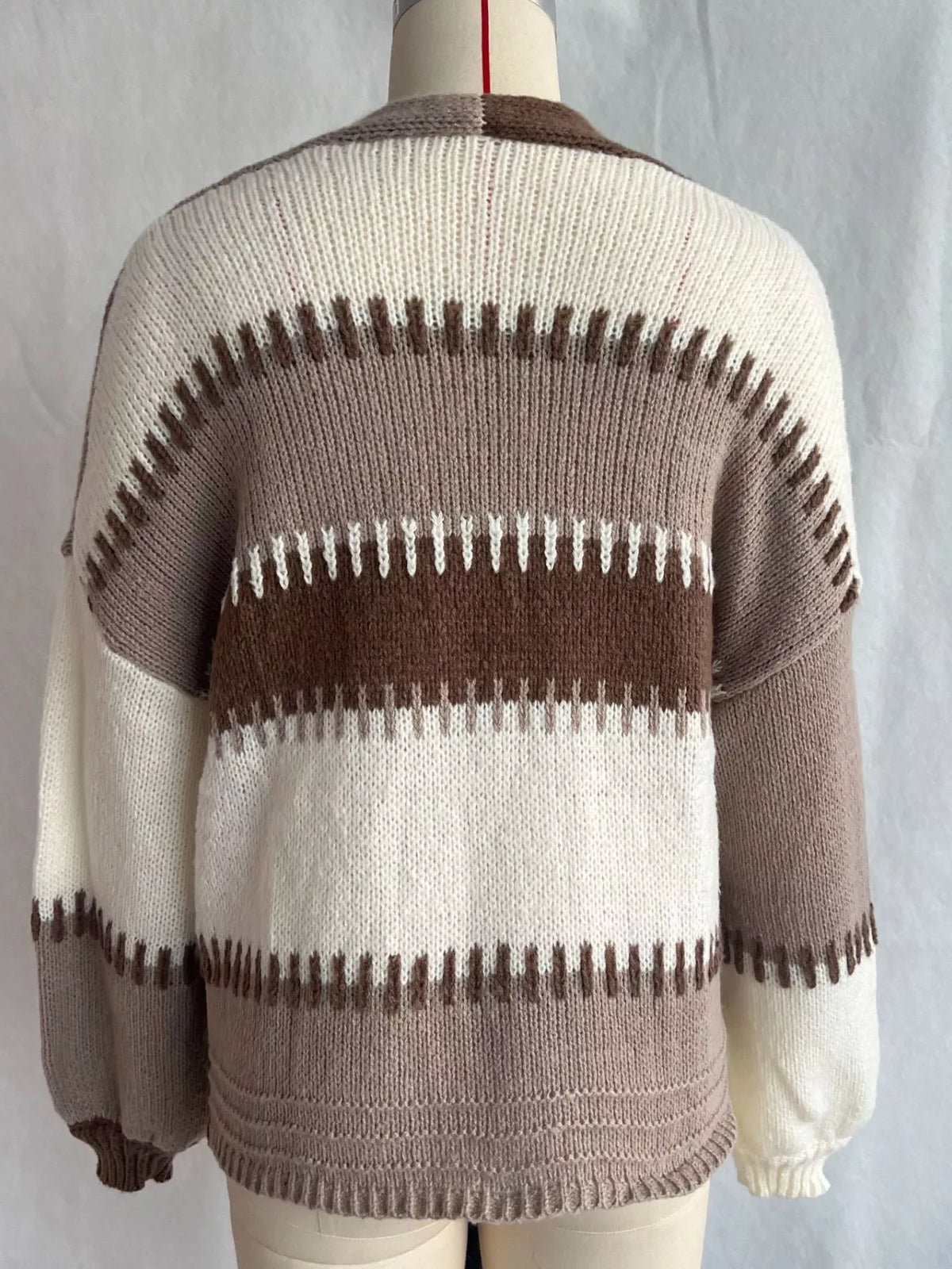 Color block V neck cardigan