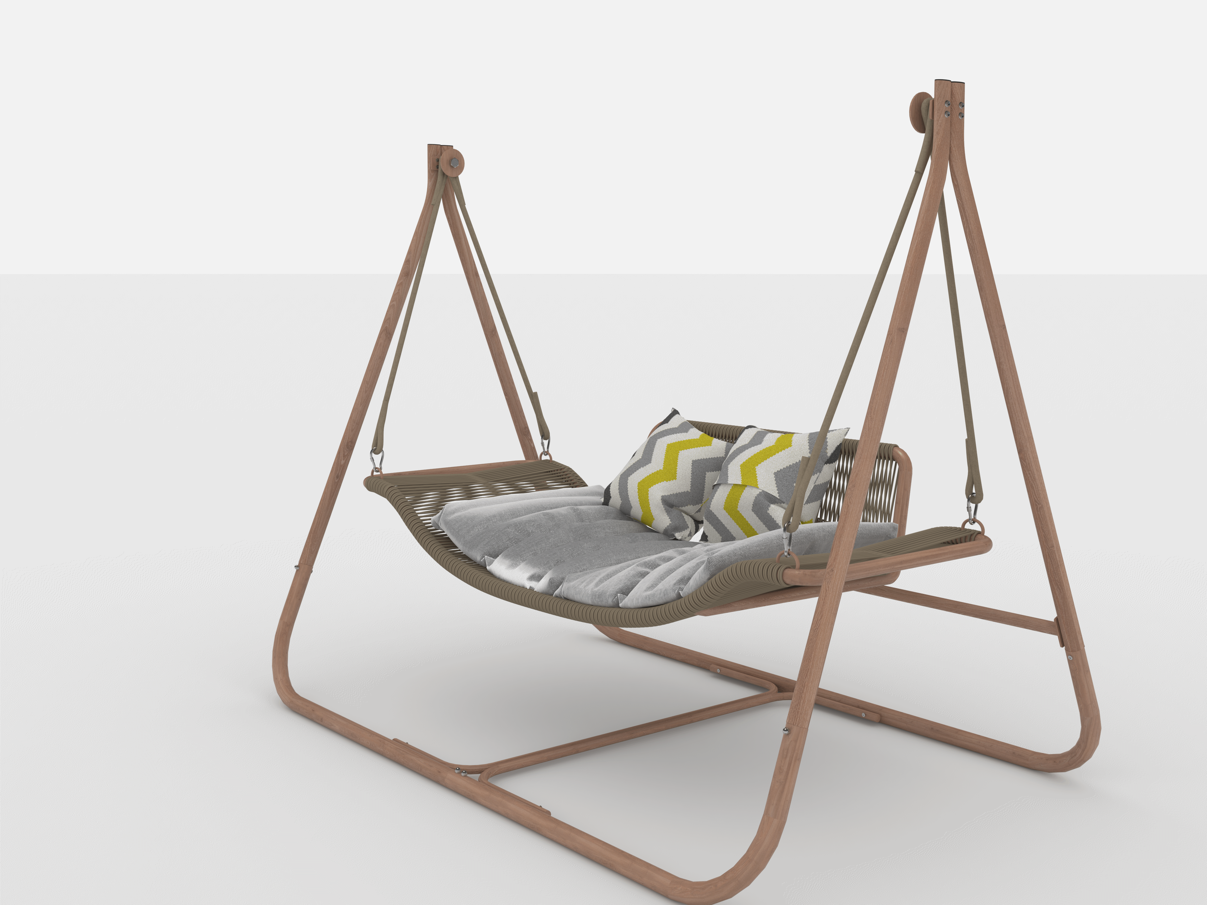 Hammock Swing Chair with Stand for Indoor Outdoor Anti-Rust Wood-Colored Frame 570 lbs Capacity