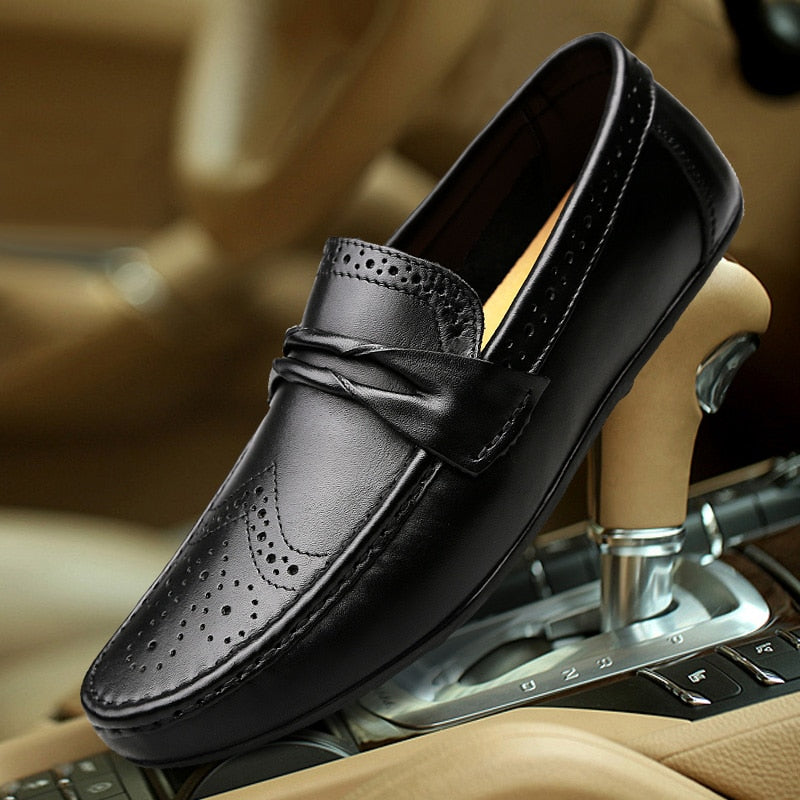 Leather driving loafers