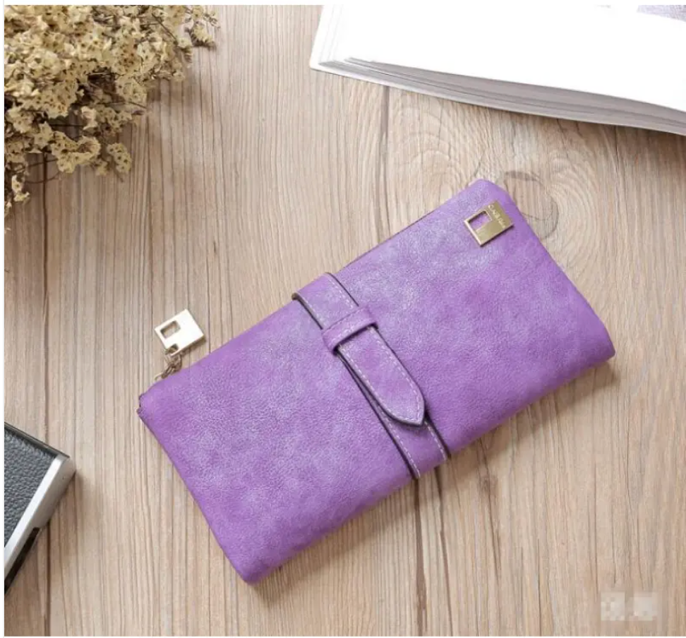 Faux suede zip wallet
