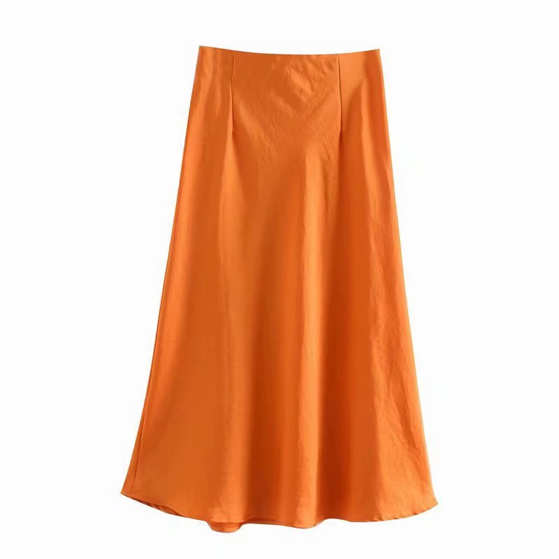 Satin midi skirt