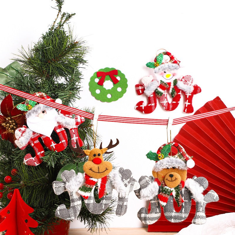 Christmas decorations Christmas tree ornaments elderly people snowmen elk teddy bears hanging decorations