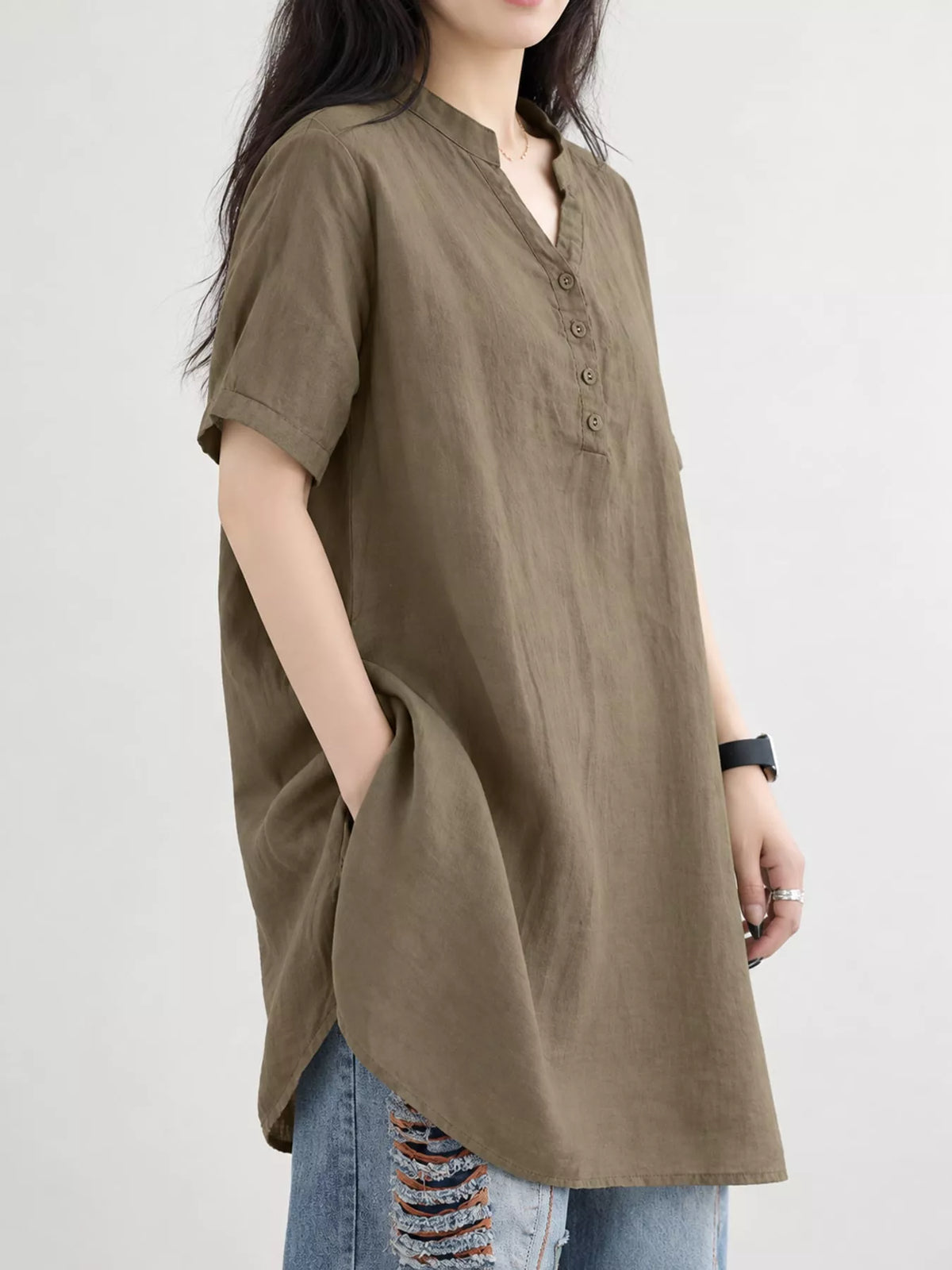 Oversized notched blouse