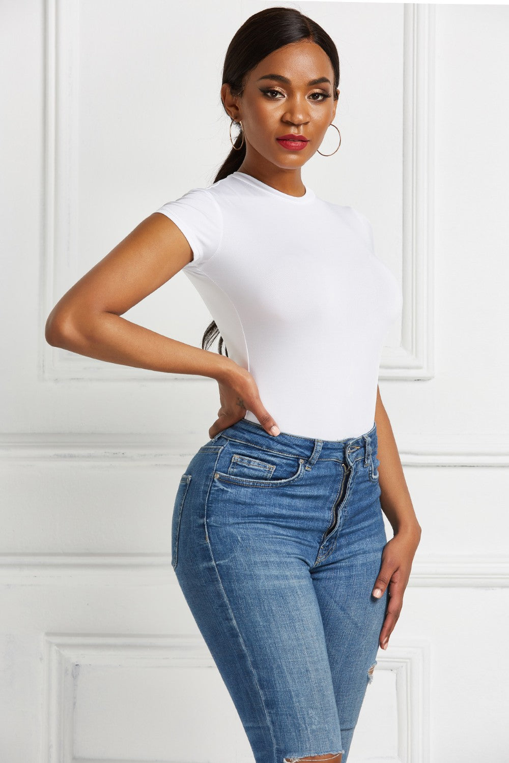 Short-sleeve crew bodysuit