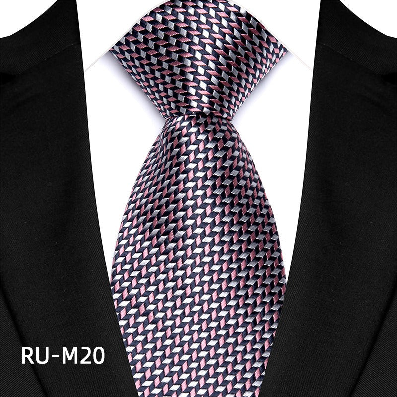 High density striped small flower men's business suit tie