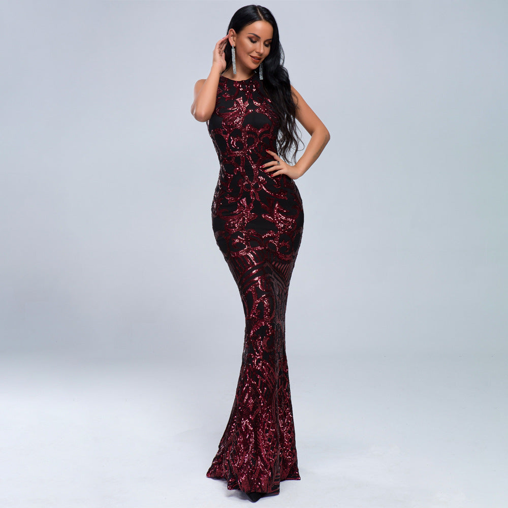 Sequin column gown