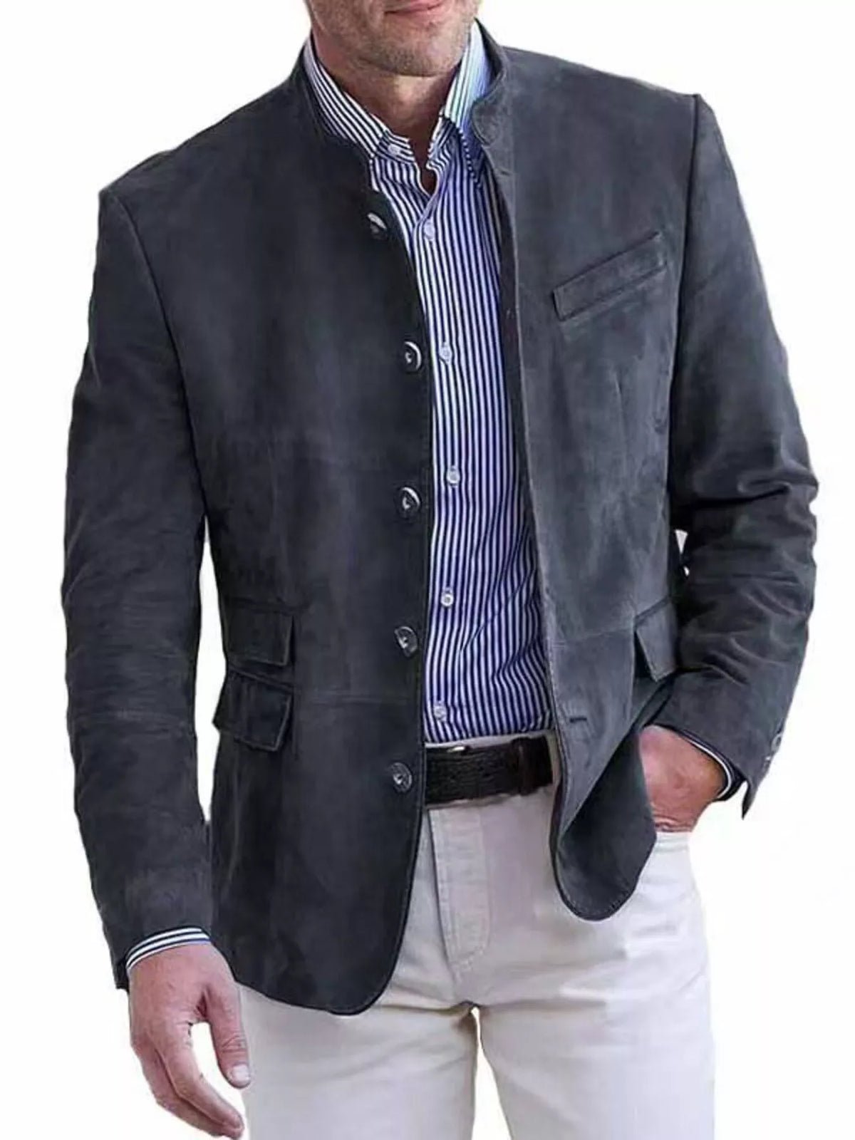Button up long sleeve blazer, Dark Gray