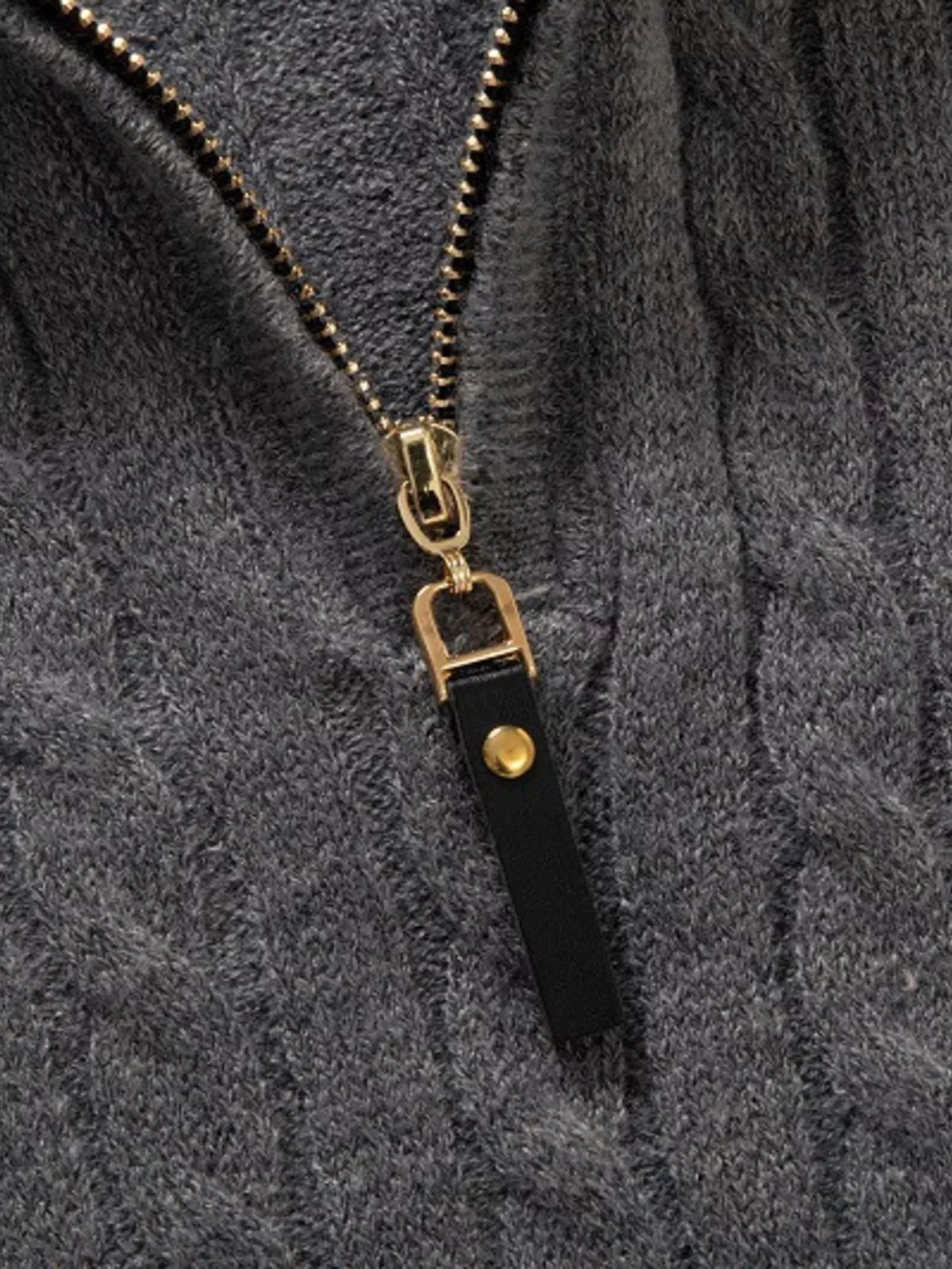 Cable-knit half-zip sweater