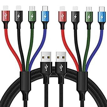 One to four charging cable, nylon braided universal 4-in-1 fast charging cable, dual TYPE-C multi in one data cable