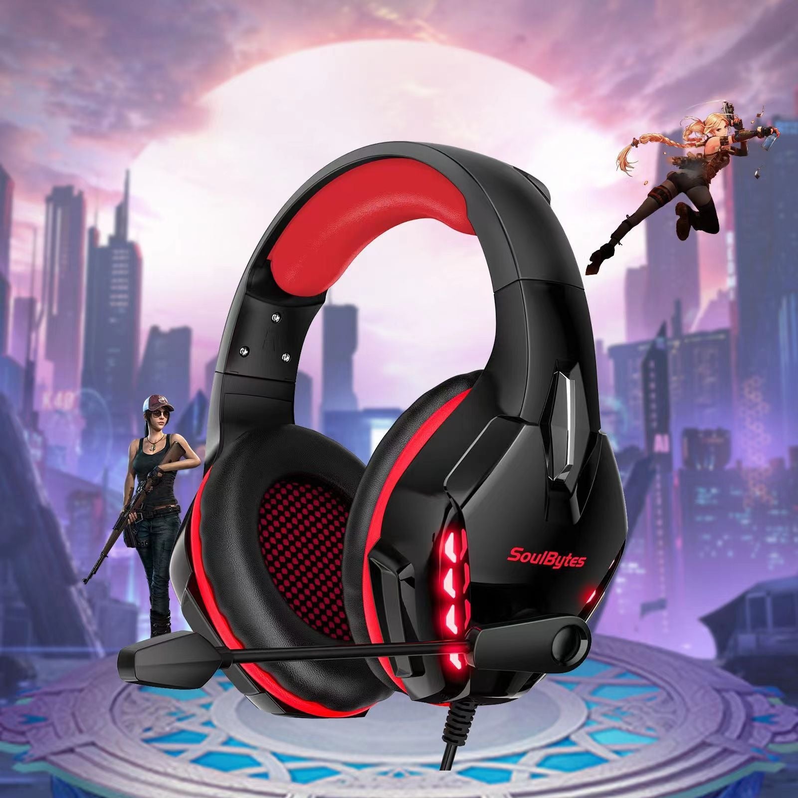 S11 Head mounted Gaming Chicken Earphones Wired Control Esports Earphones Luminous Computer Earphones