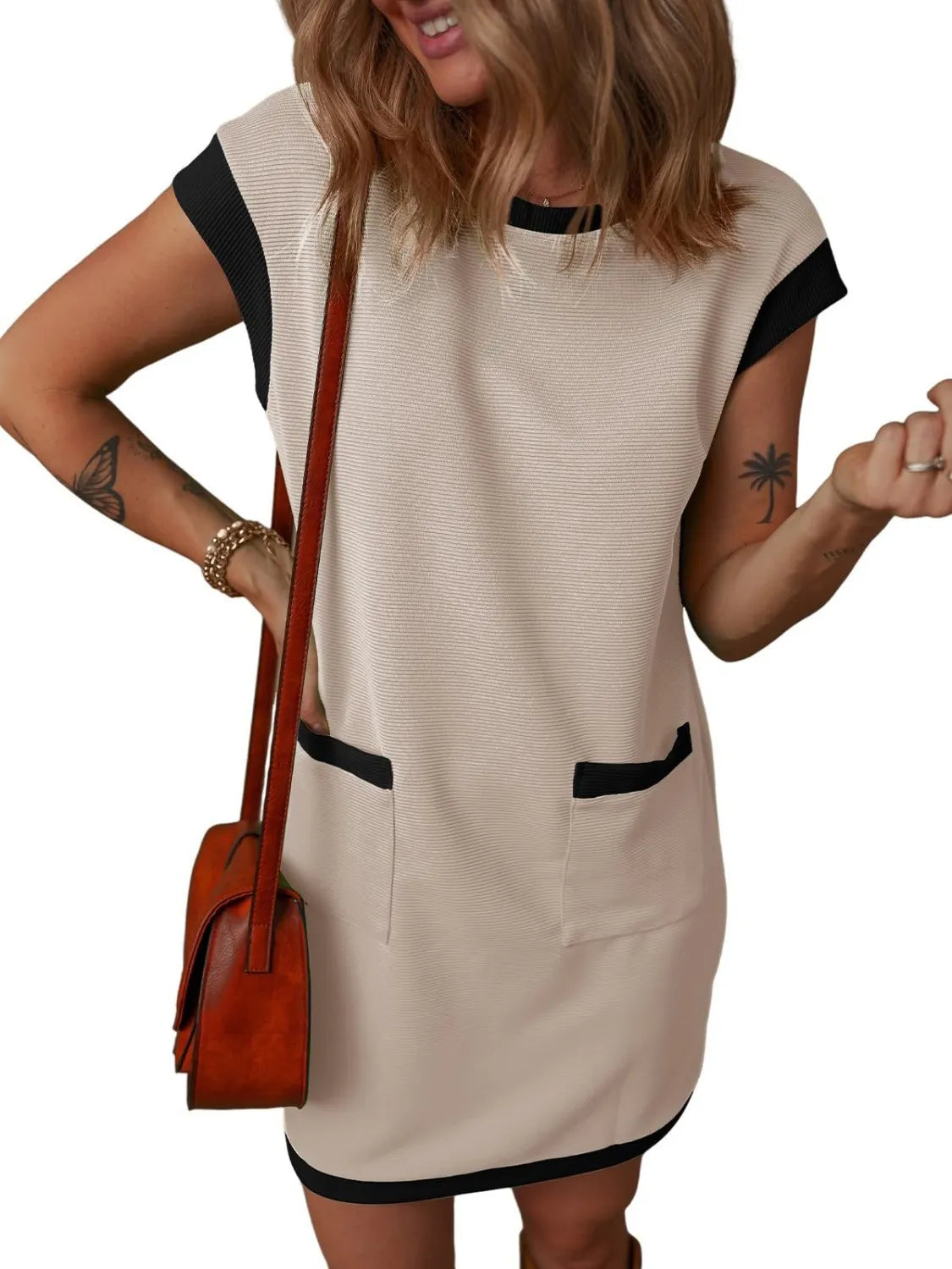 Cap-sleeve mini dress