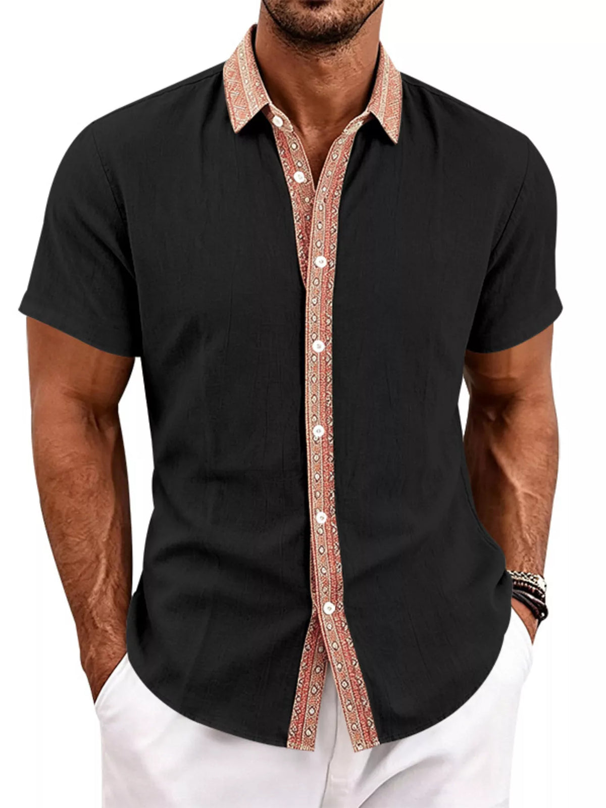 Short-sleeve linen shirt
