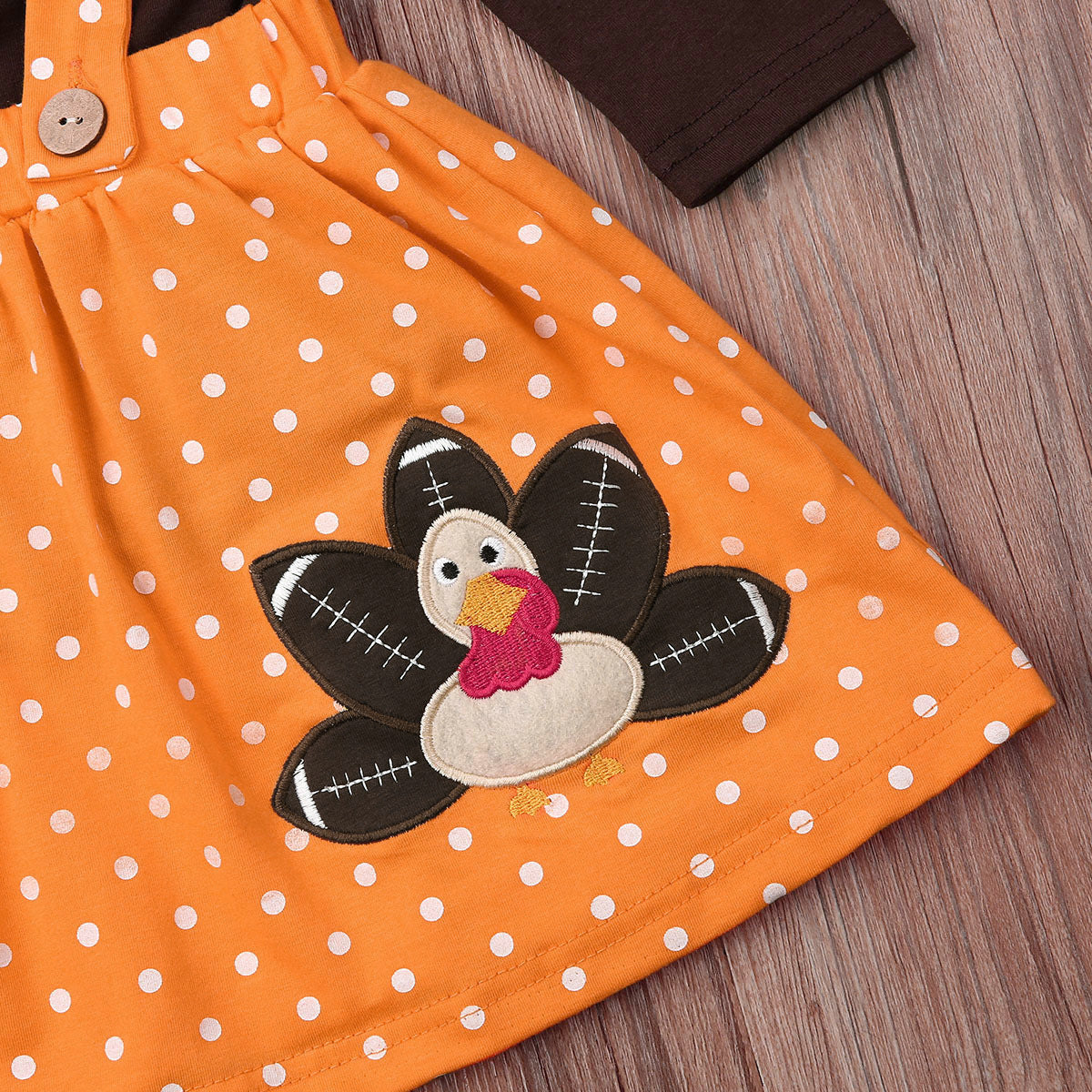 Toddler turkey embroidered dress set