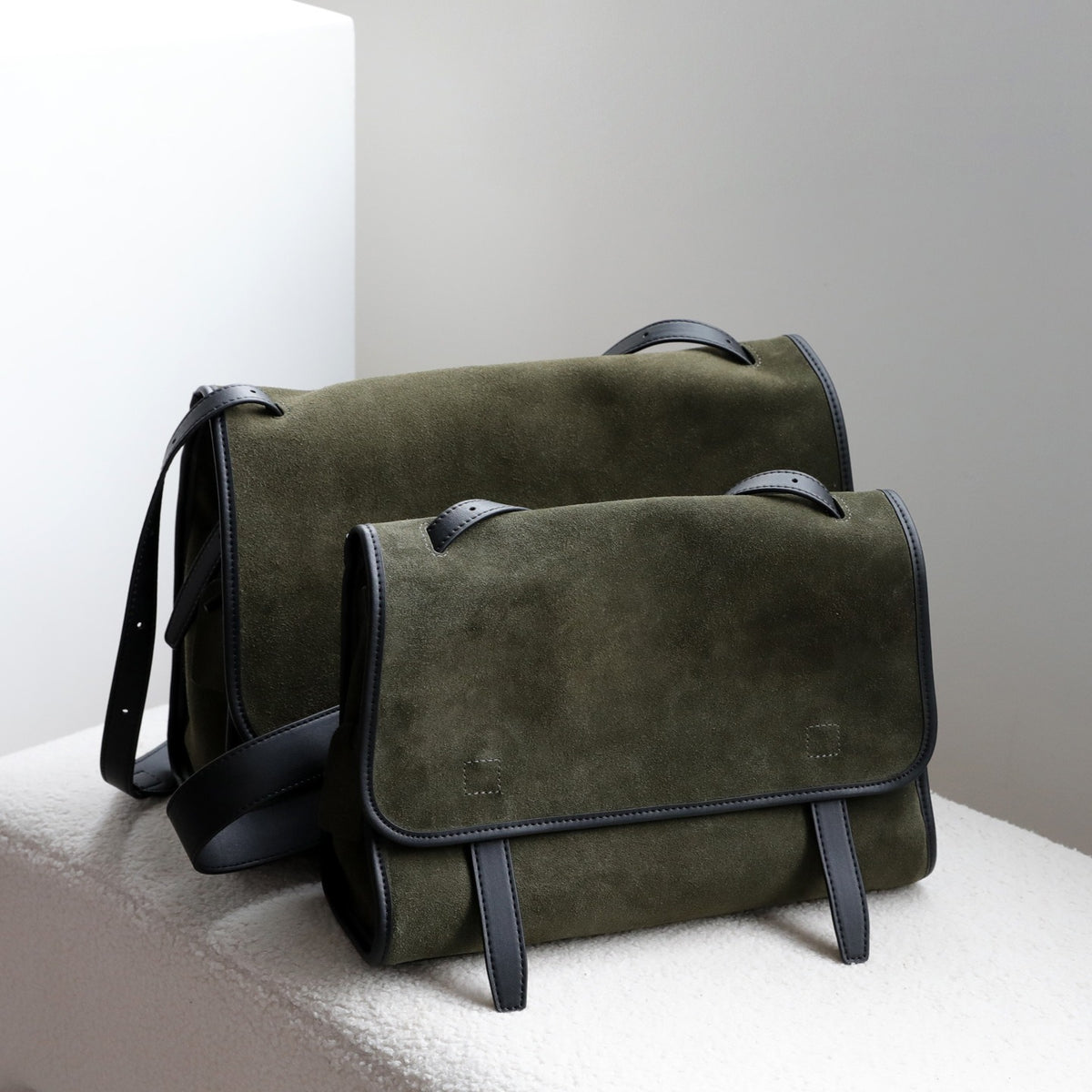 Matte leather messenger bag