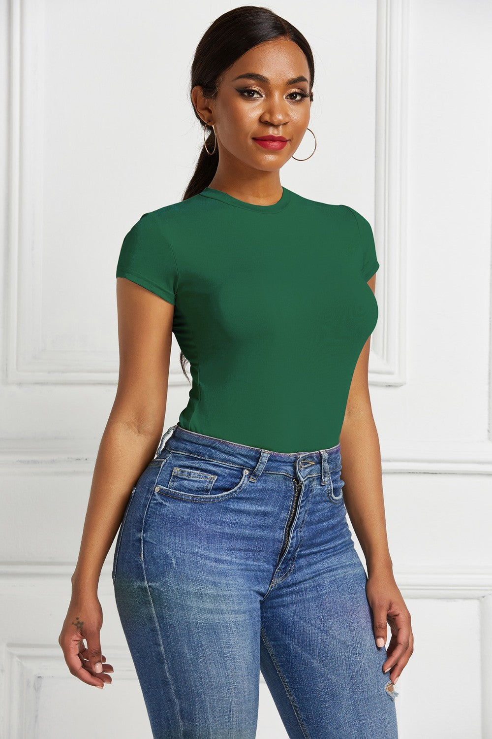 Short-sleeve crew bodysuit