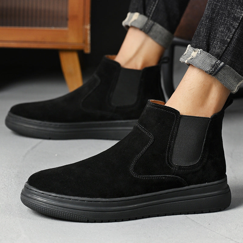 Thick sole Chelsea boots, Black, on foot