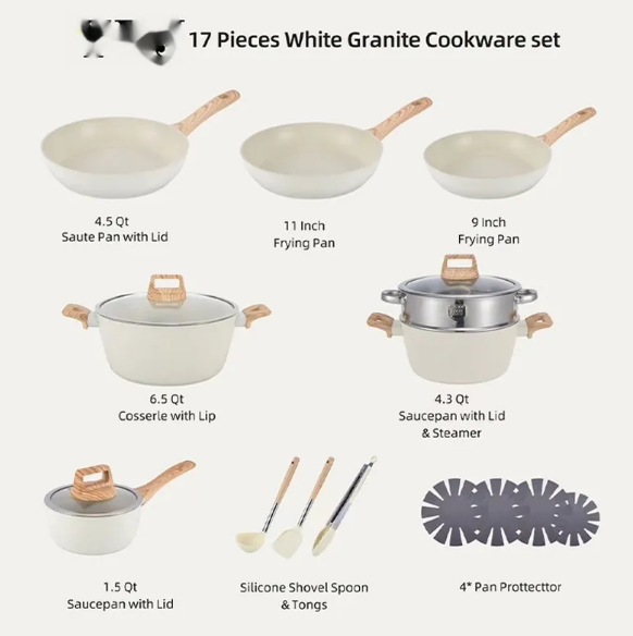 Cream granite cookware set