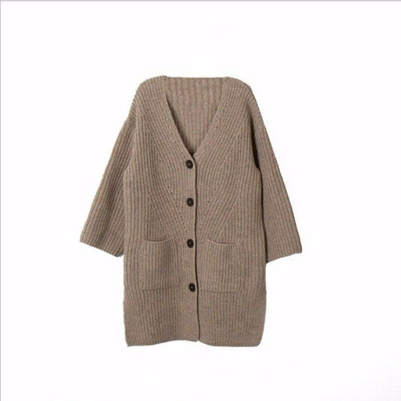 Girls' long knit cardigan