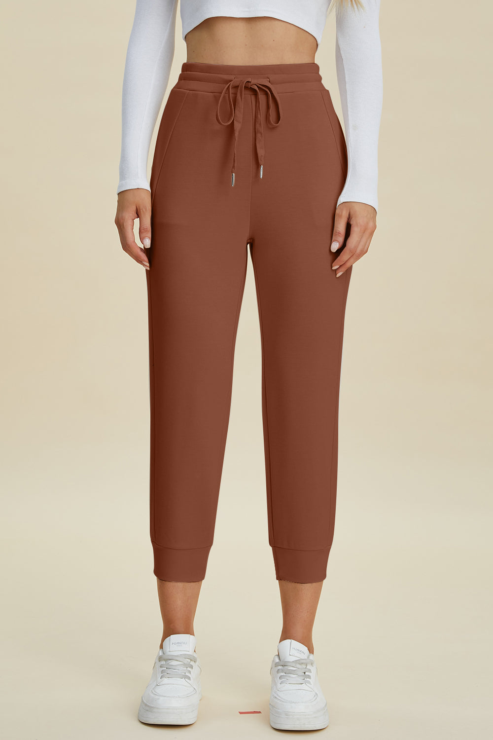 Air scuba drawstring high waist cropped pants