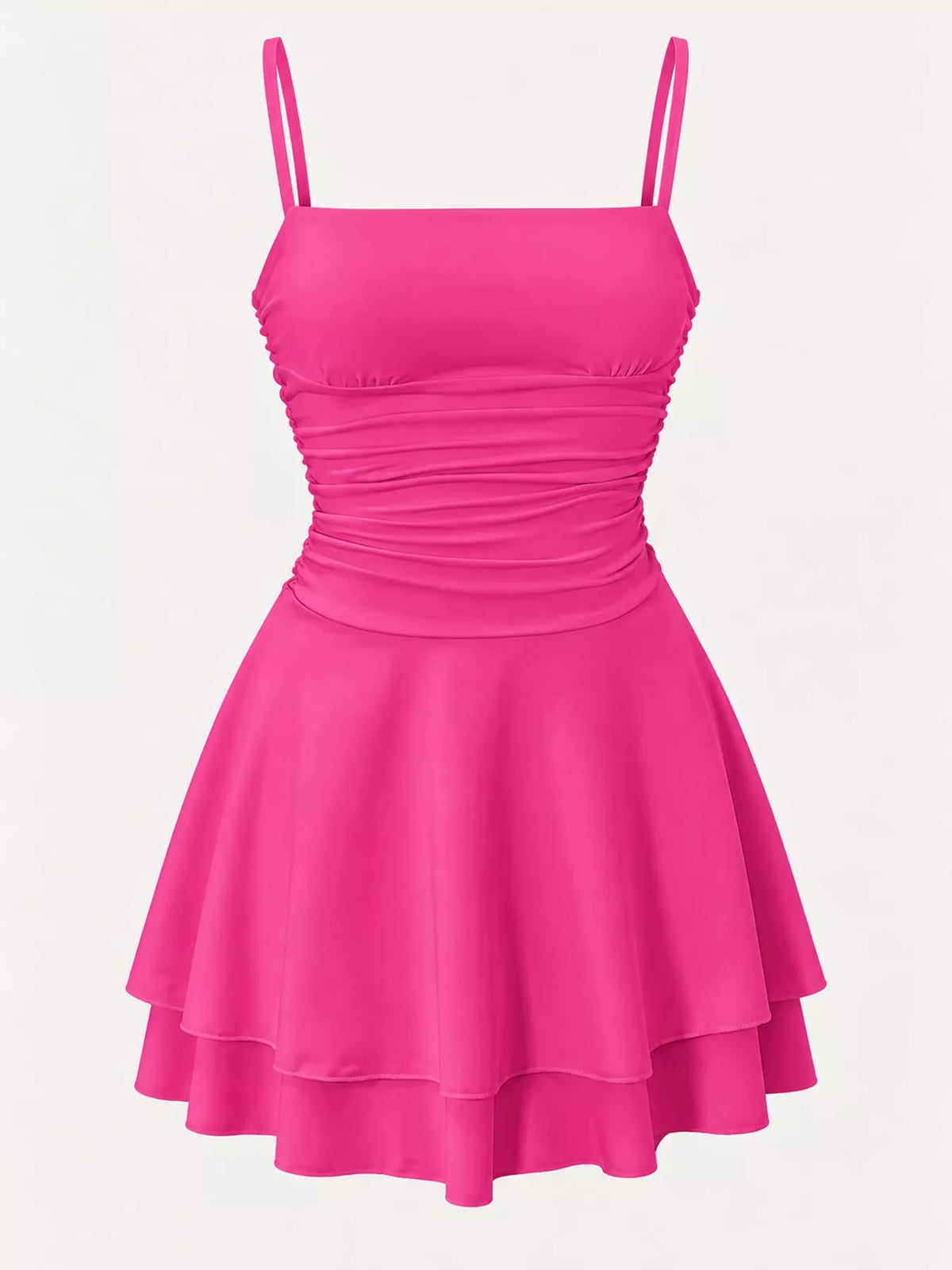 Ruched layered slip dress